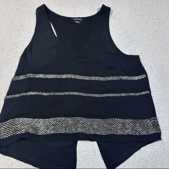 Bebe Top Womens Sequin Sleeeveless Tank Y2k - Picture 2 of 6